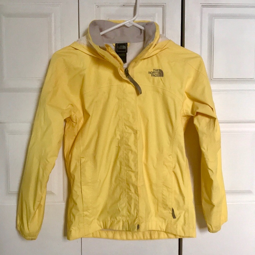 yellow NORTH FACE rain jacket